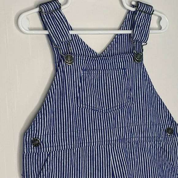 Vintage Kids Denim Striped Overalls Shortalls Great Lakes Recreation 3T - Picture 3 of 11